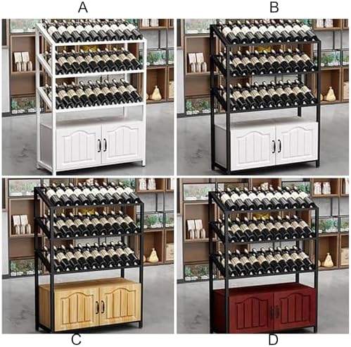 Freestanding Wine Rack with 3 Tier Shelves and Cabinet