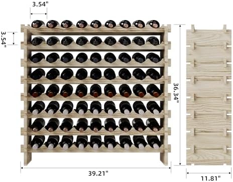Svimi 8 Tier Real Wood Wine Rack for 72 Bottles