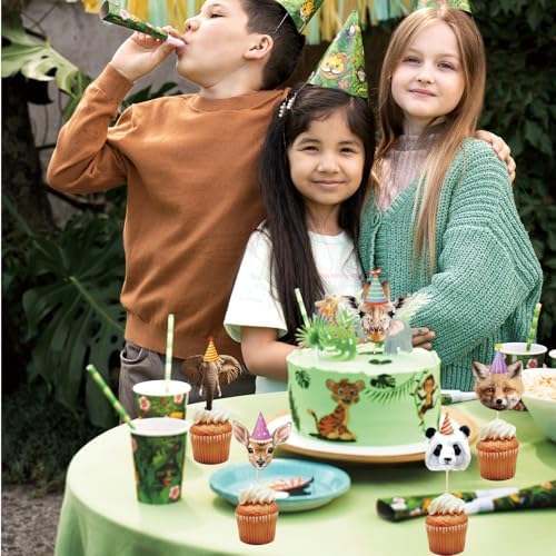 Safari Animals Cupcake Toppers 24Pcs Jungle Decorations