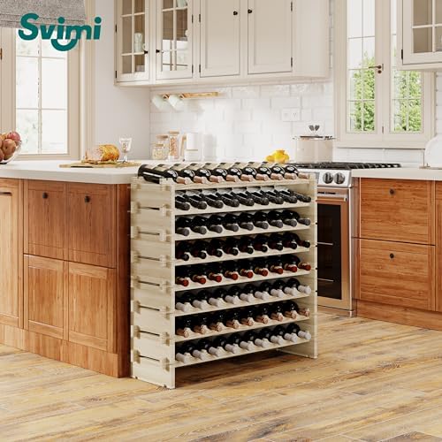 Svimi 8 Tier Real Wood Wine Rack for 72 Bottles