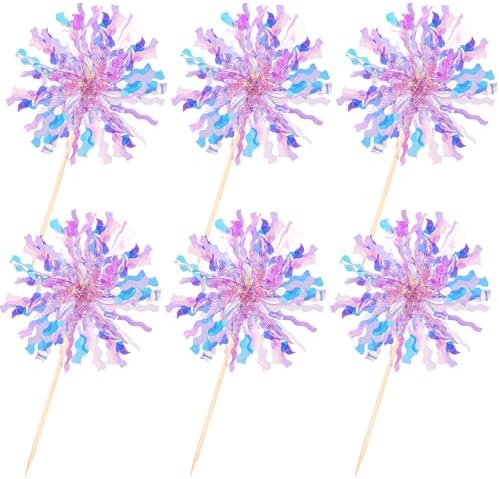 30 PCS Purple Foil Firework Cupcake Toppers 1