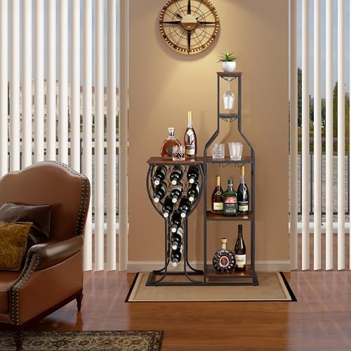 Freestanding Wine Rack 11 Bottles 5 Tier Storage Shelves