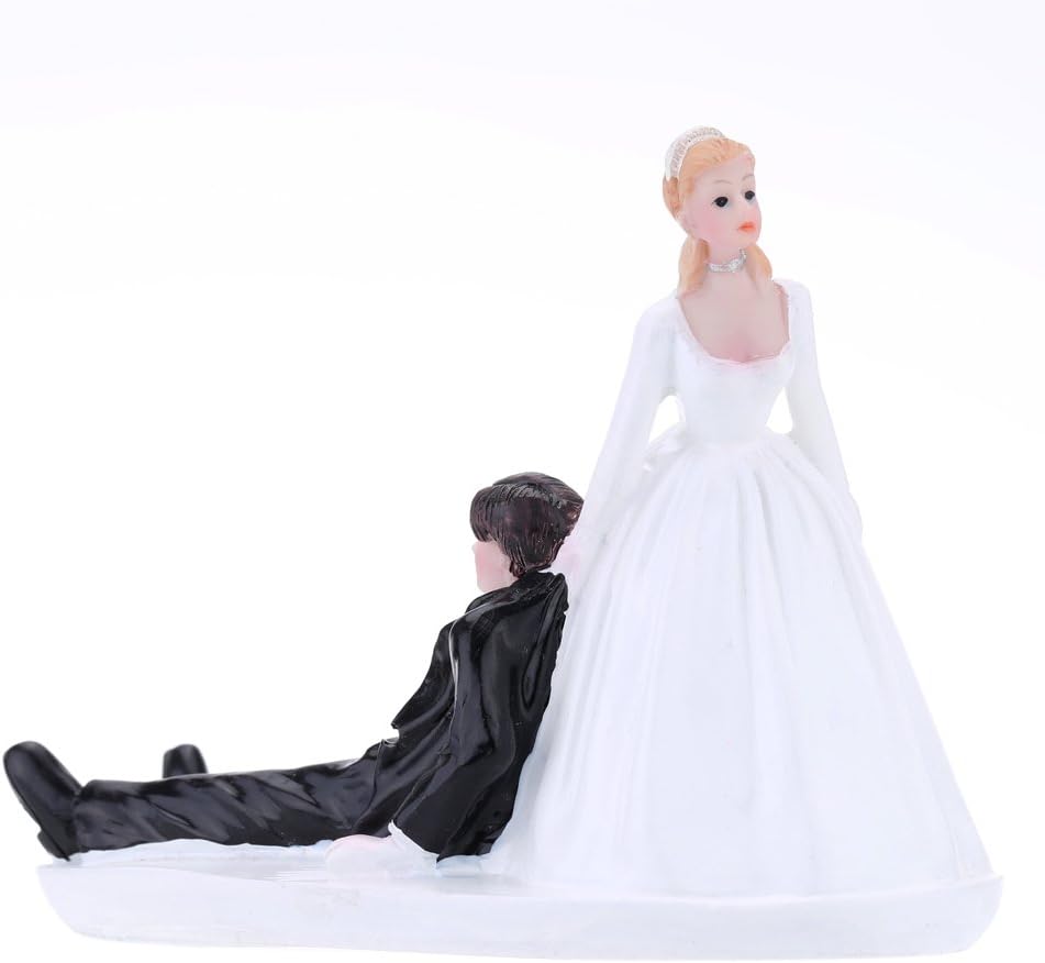 Anself Synthetic Resin Groom Bride Wedding Cake Topper