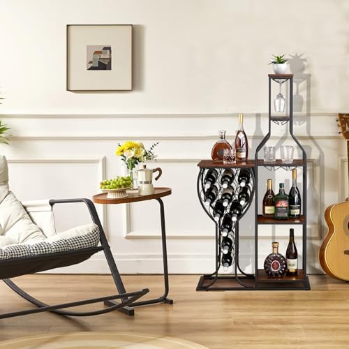 LEONX Freestanding Wine Rack 11 Bottle Capacity 5 Tier Wood