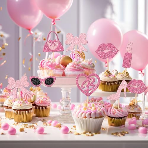 24PCS Glitter Cupcake Toppers for Princess Parties