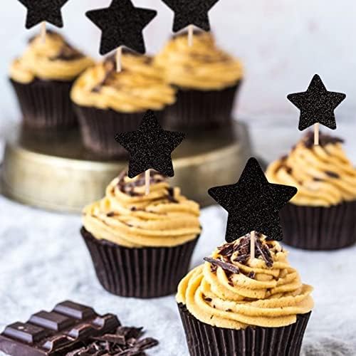 30 PCS Glitter Star Cupcake Toppers for Parties