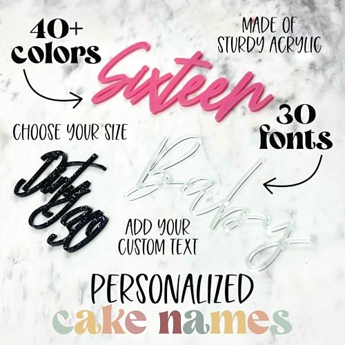 Custom Acrylic Cake Name Plate Personalized Wedding Birthday Decoration