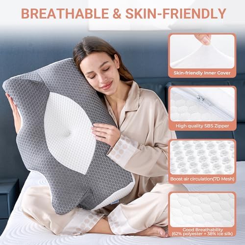 Elviros Cervical Memory Foam Pillow for Neck Shoulder Pain