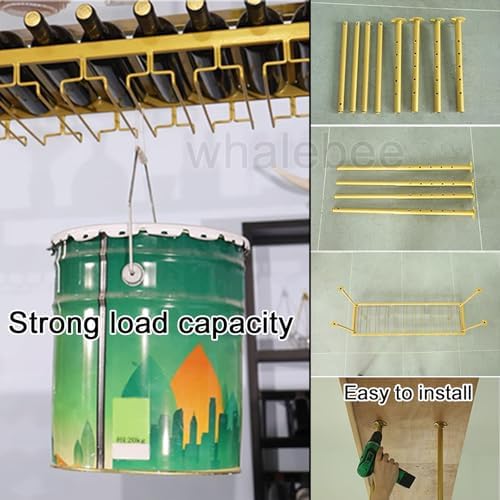 Whalebee Metal Ceiling Wine Rack with 3 Tiers Adjustable Holder