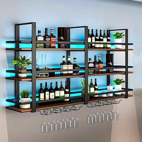 DSVONAUS Wall-Mounted Wine Rack with LED Light 3 Tier