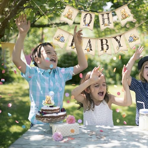 Classic Winnie Bear Cake Topper - Blue Bear Party Decoration