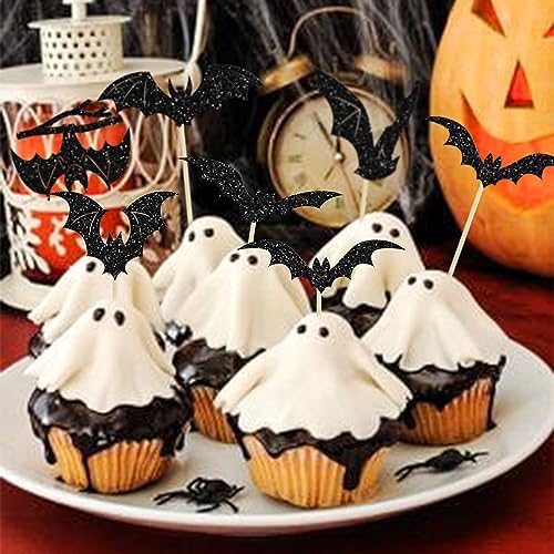 Gyufise 24Pcs Halloween Bat Cupcake Toppers 1