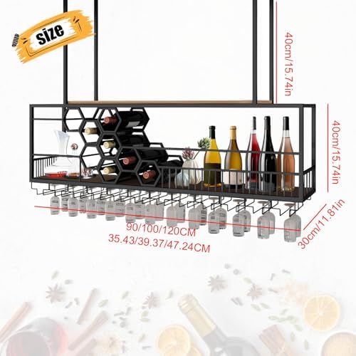 RAJYQODIS 2 Layer Wall-Mounted Wine Rack Black 4724in120cm