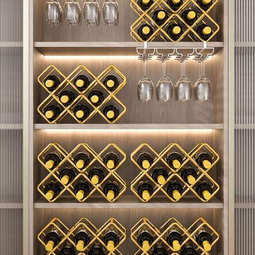 HAWEWE 8-Bottle Freestanding Wine Rack with Geometric Design