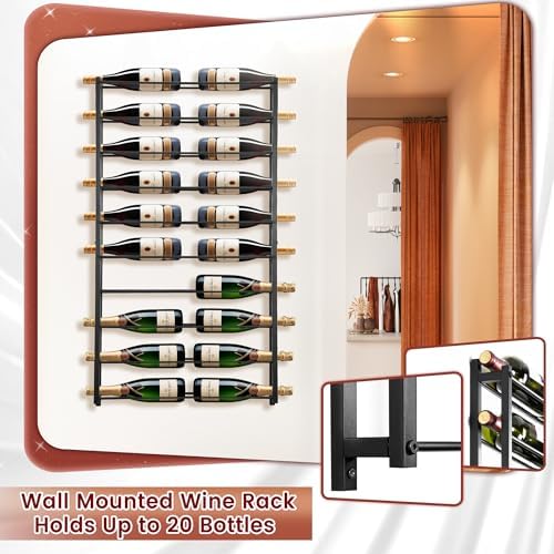 AQAREA 20 Bottle Wall Wine Rack - Black