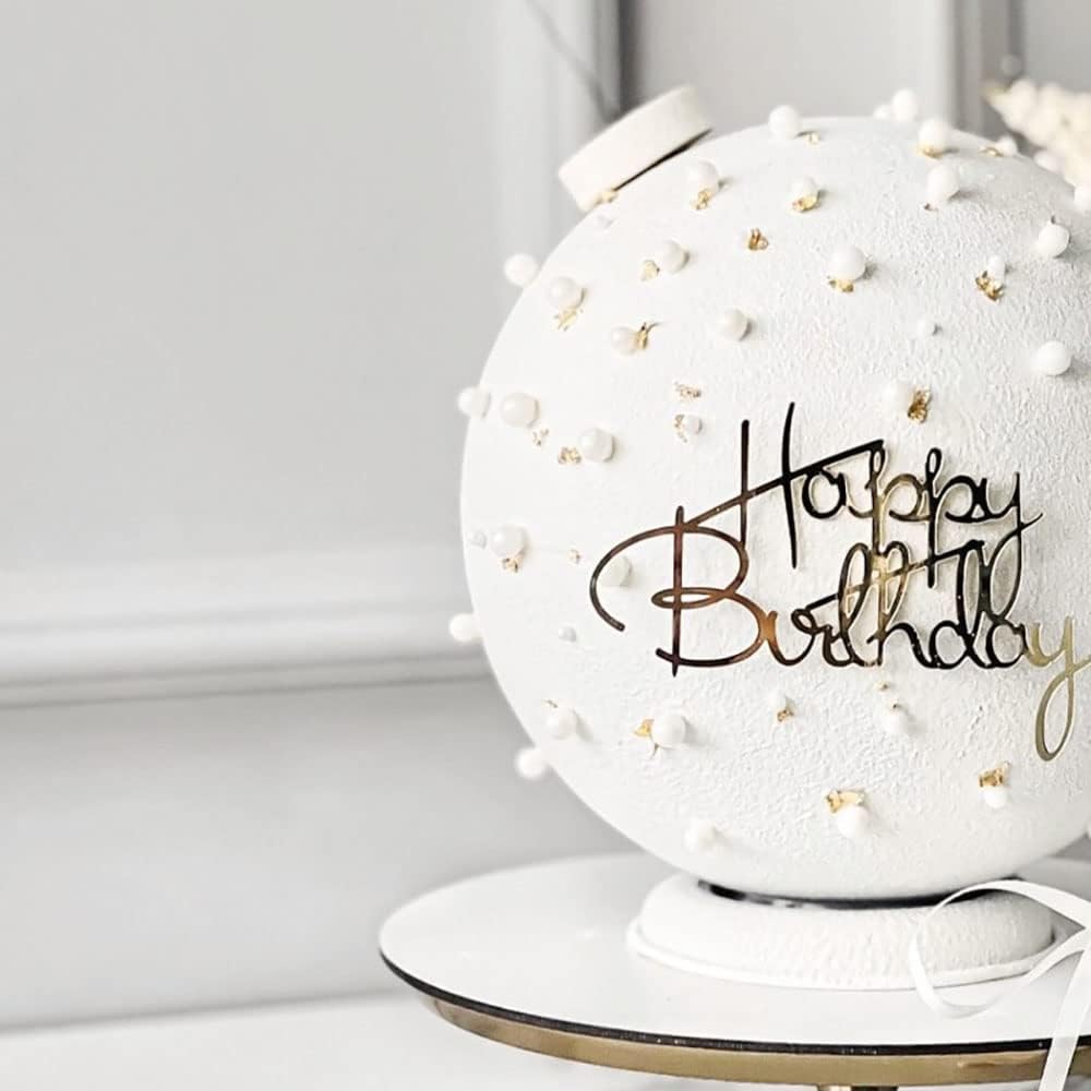 Happy Birthday Cake Toppers 6pcs Set Mirror Gold