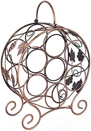 Round Grape Leaf Wine Rack Bronze Rustic Style