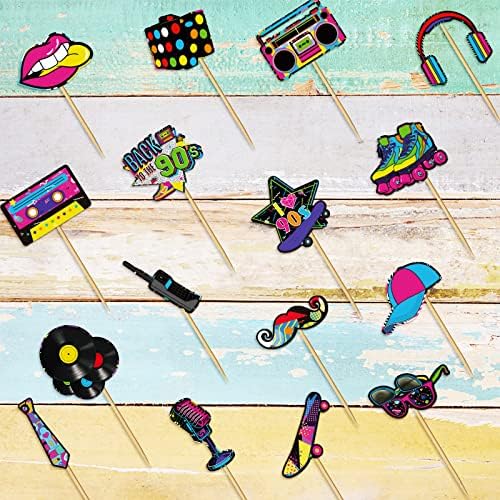 Clabby 32 Piece 90s Style Cupcake Topper Set