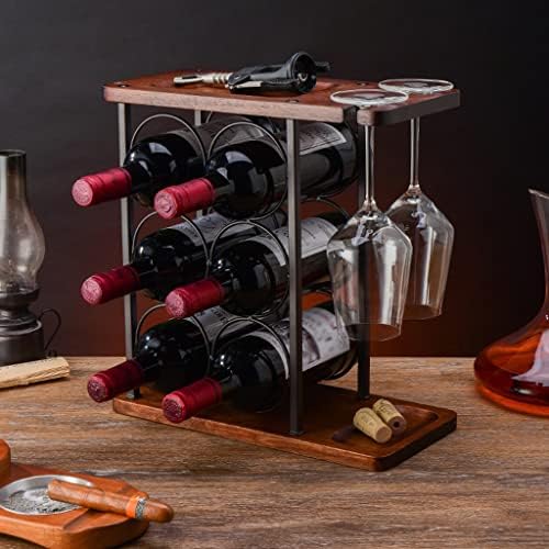 OXOAMP Freestanding Wine Rack with 6 Bottles and 2 Glass Holder