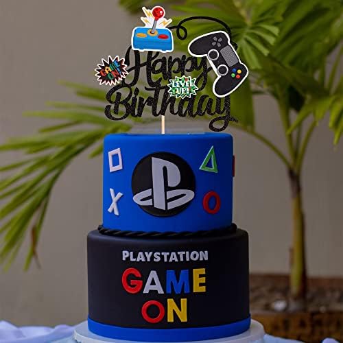 ZHUOWEISM Video Game Cake Topper Glitter GamePad Birthday Decoration