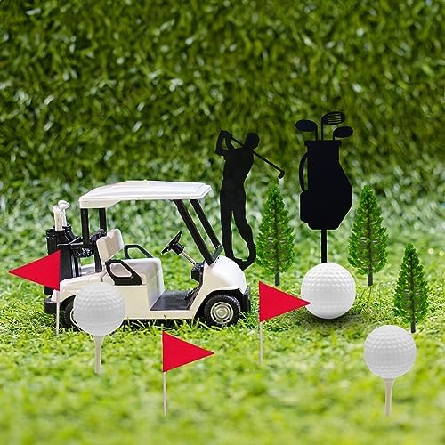 MEMOVAN Golf Theme Cake Toppers with Cart Flag