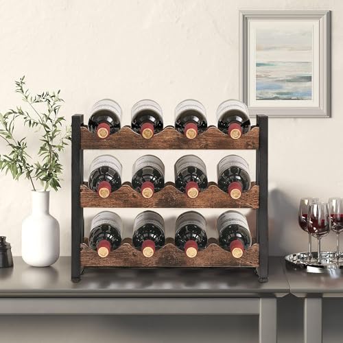 Rusnugic 3 Tier Wine Rack - 12 Bottle Storage Organizer