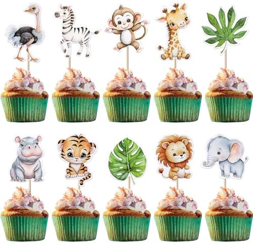 Rsstarxi 40 Pack Woodland Animal Cupcake Toppers