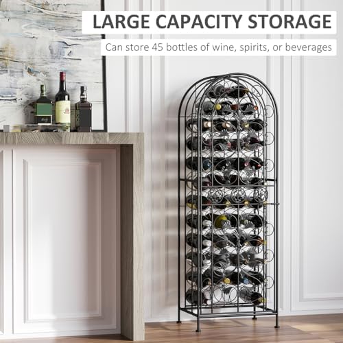 45 Bottle Wrought Iron Wine Rack with Lock - Black 1