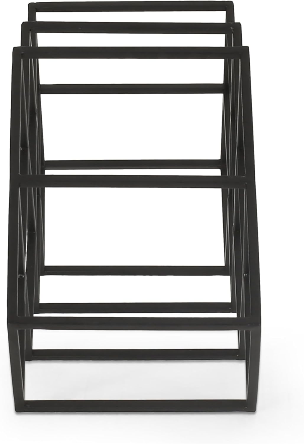 LOPOO 7 Bottle Countertop Wine Rack Modern Black Metal