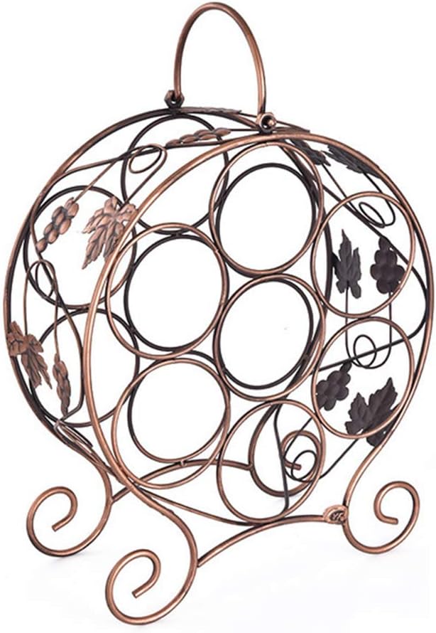 Round Grape Leaf Wine Rack Bronze Rustic Style
