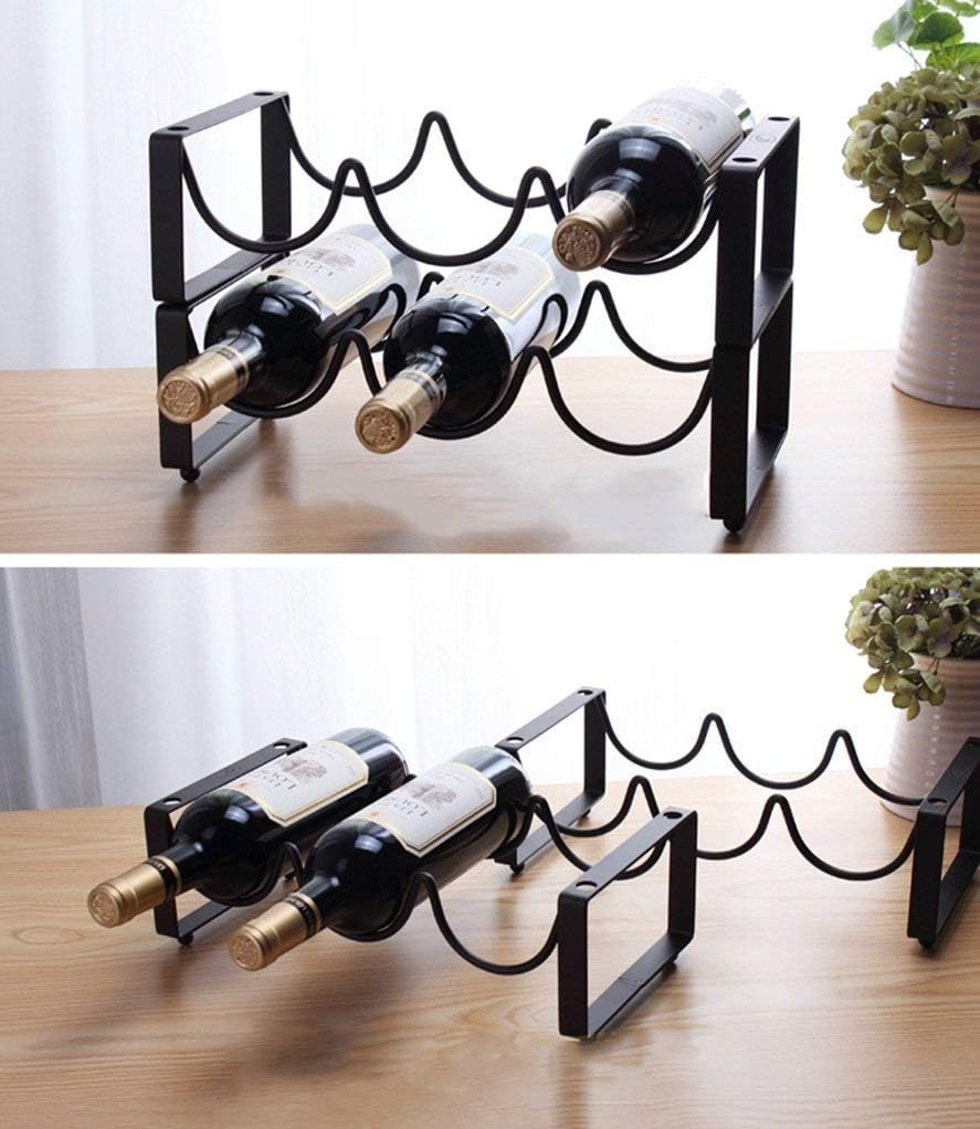 NERDOH 2 Tier Iron Wine Rack with Storage Stand 1