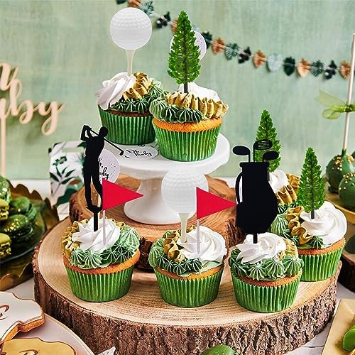 MEMOVAN Golf Theme Cake Toppers with Cart Flag
