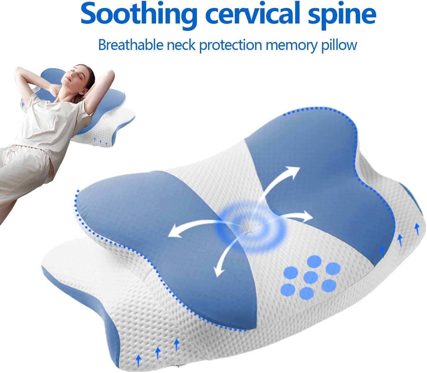 HEYPORK Ergonomic Cervical Neck Pillow with Cooling Memory Foam