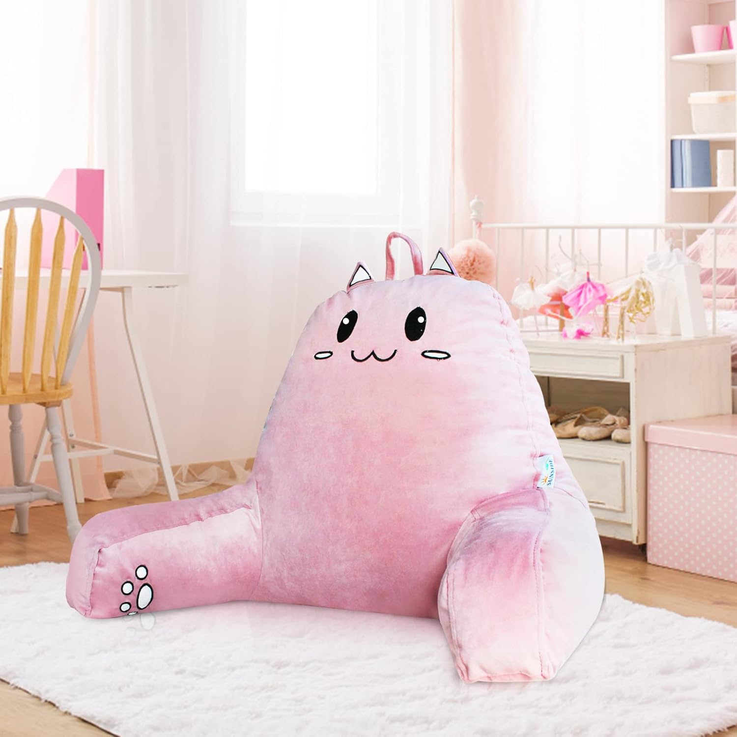 SUNSIDE Kitten Reading Pillow with Memory Foam and Arms