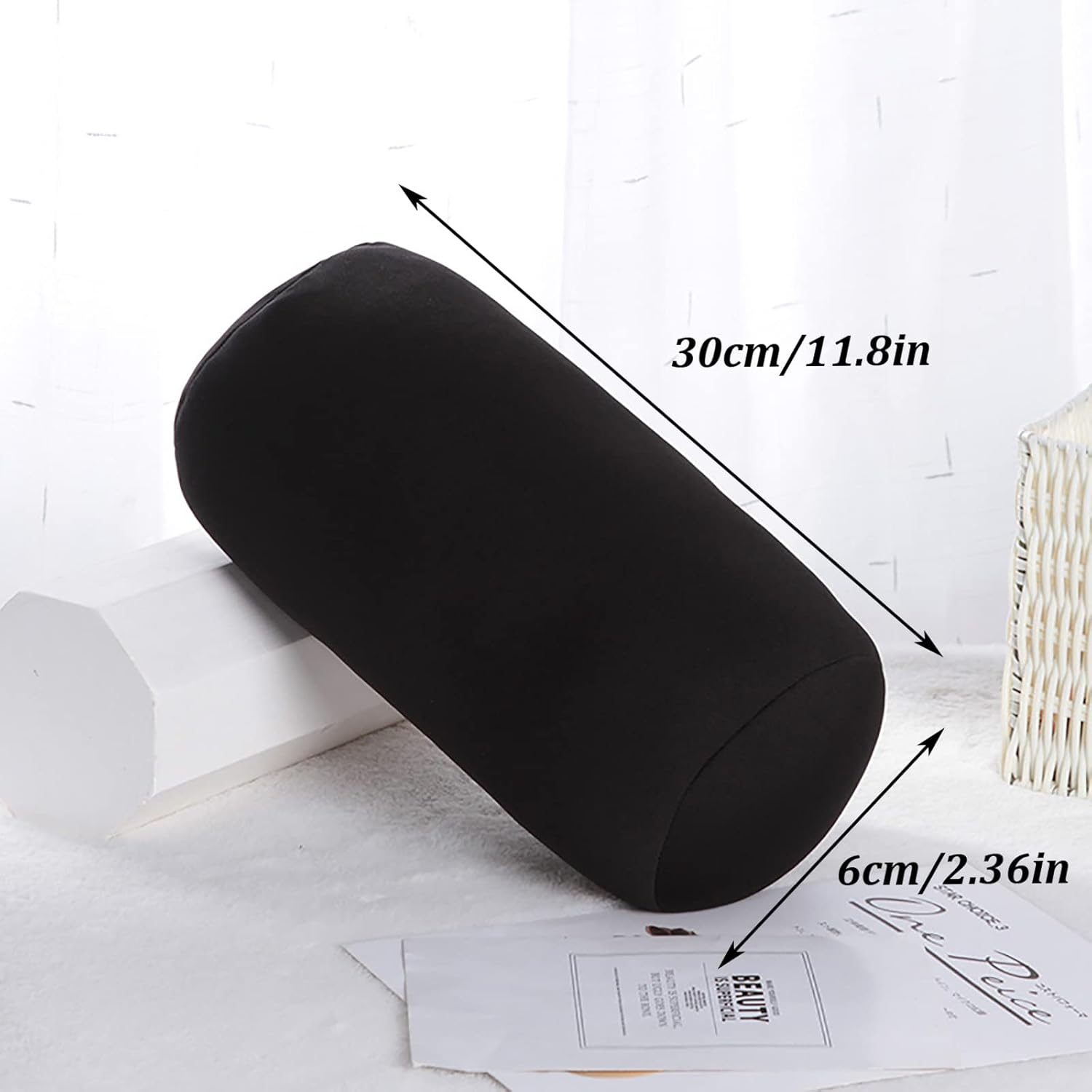 Midremer Microbead Neck Roll Pillow 118 x 63 Inch Black 1
