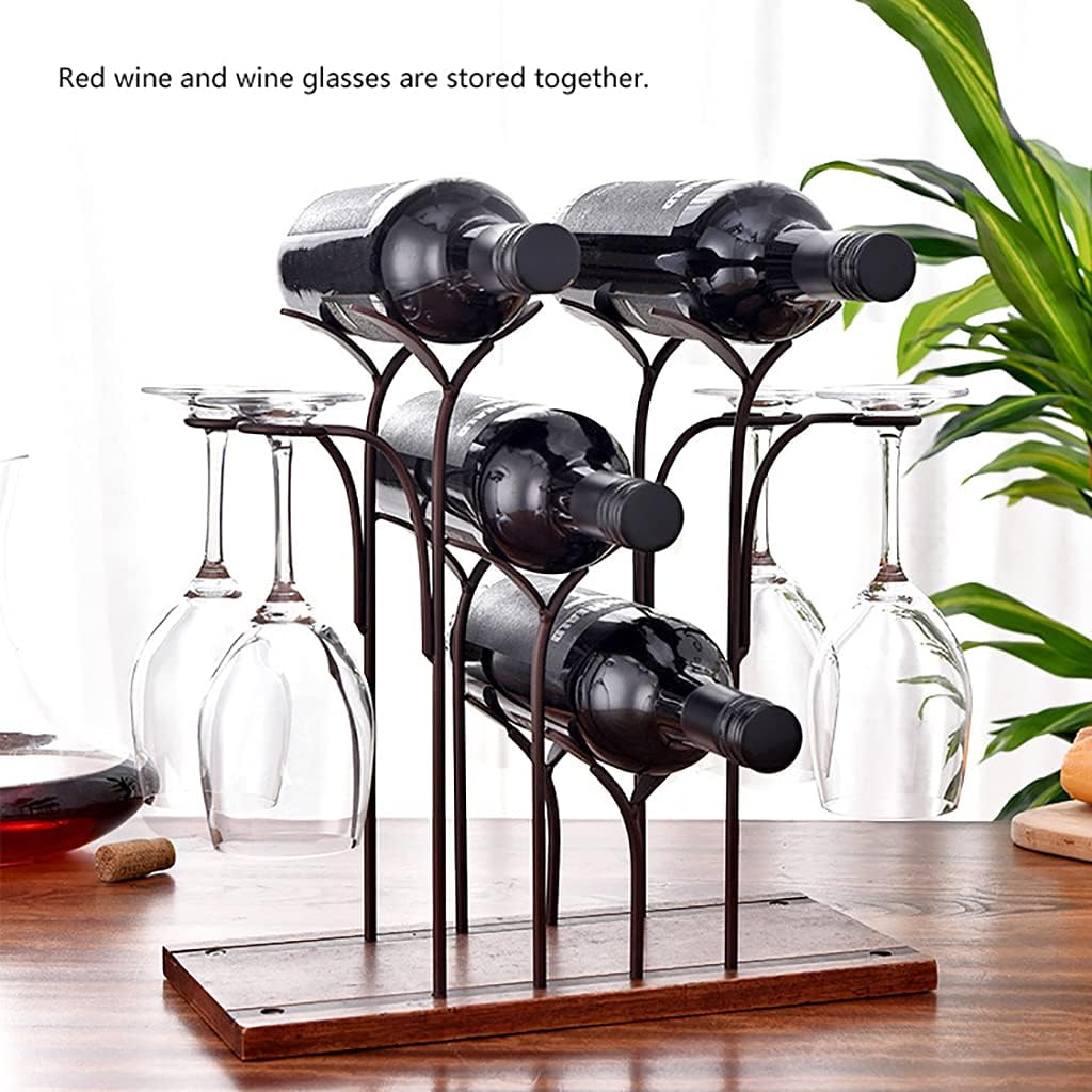 Stylish Freestanding Wine Rack for 4 Bottles and 4 Glasses White