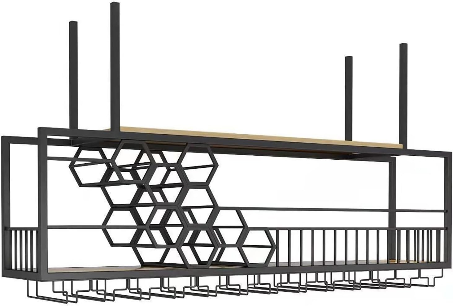 RAJYQODIS 2 Layer Wall-Mounted Wine Rack Black 4724in120cm