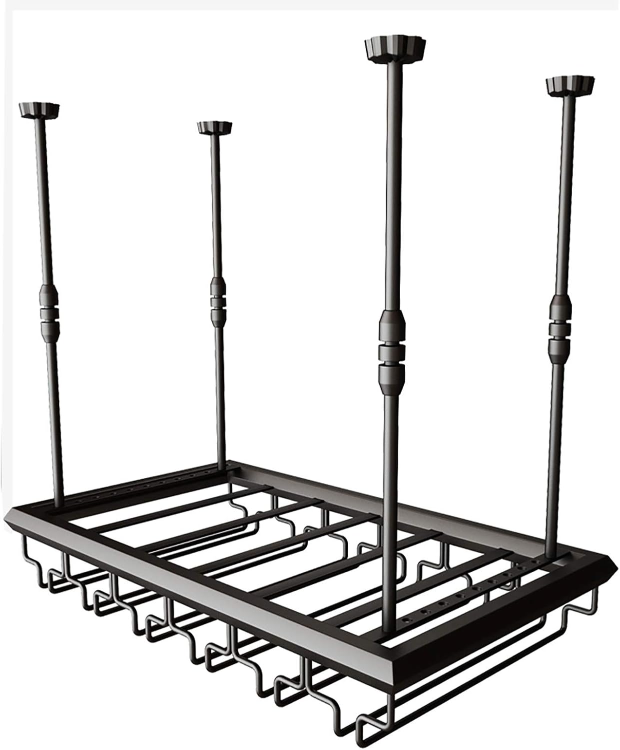 Pimex Adjustable Wall-Mounted Wine Rack with Bottle Holder and Glass Storage