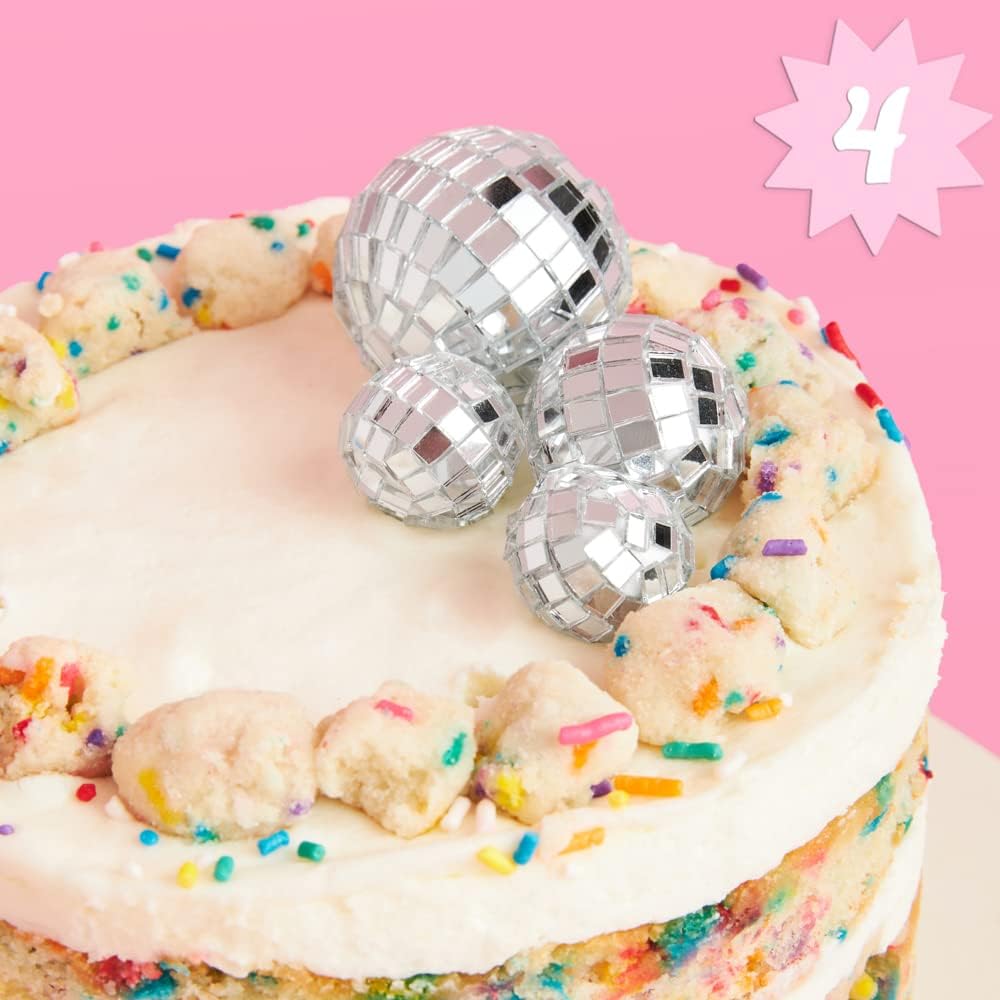 XO Fetti Disco Ball Mini Cake Topper - 4 Pieces