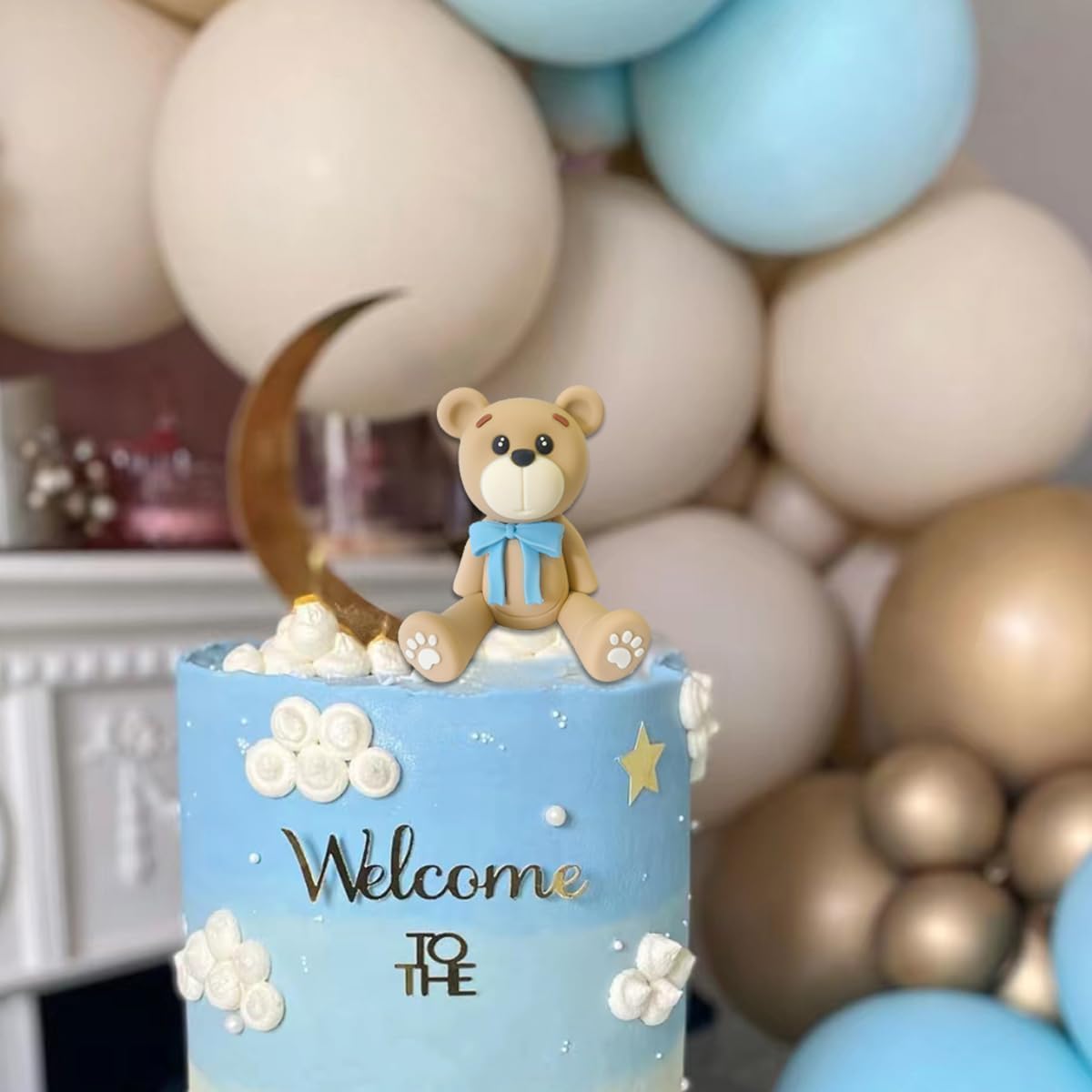 HAVAGDTM 3D Bear Cake Toppers for Baby Shower Birthday Party