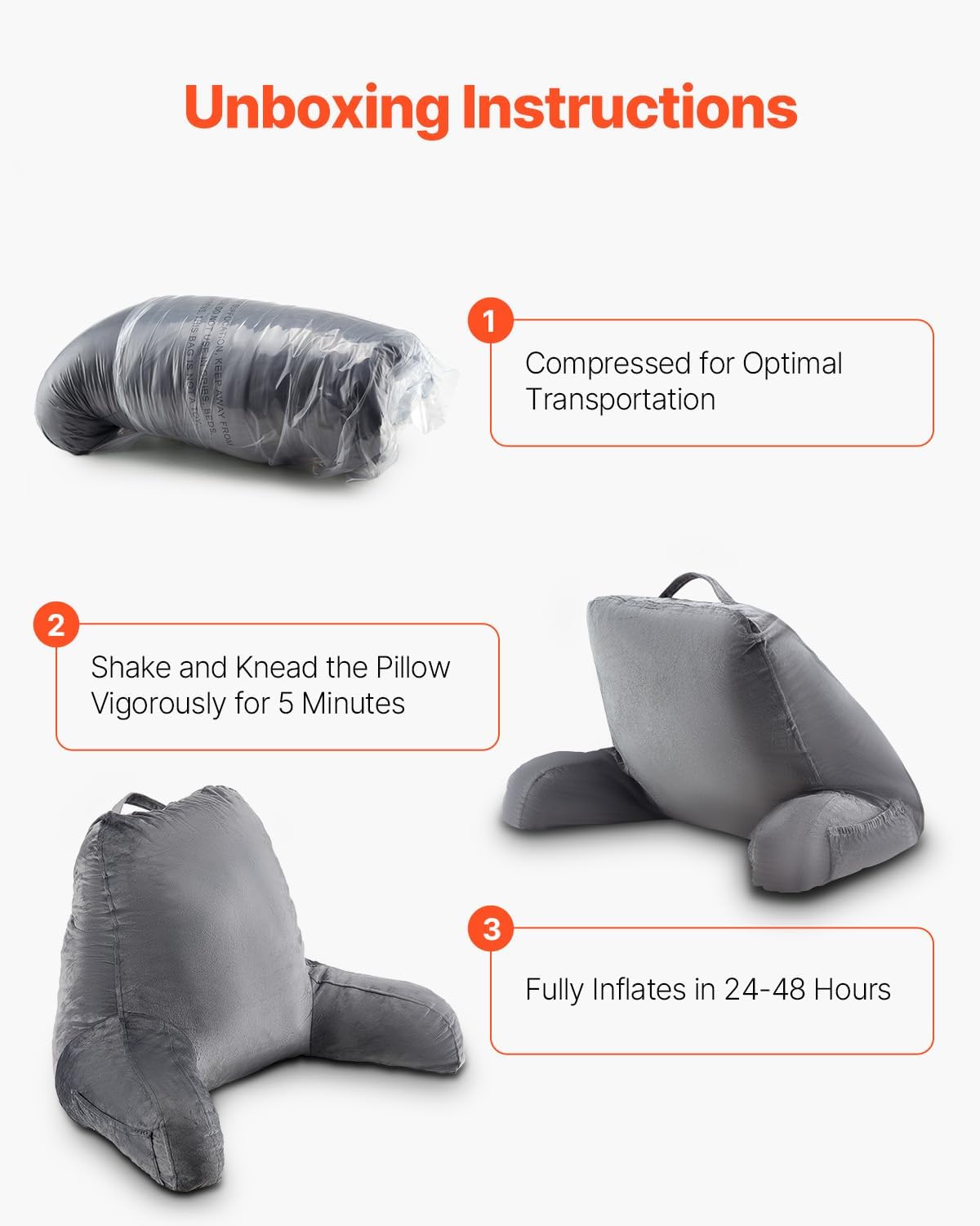 VEVOR Reading Pillow with 3 Pockets and Memory Foam
