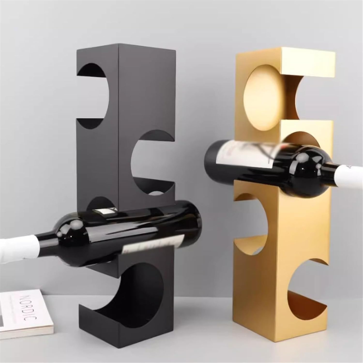 Modern Metal Geometric Wine Rack Gold