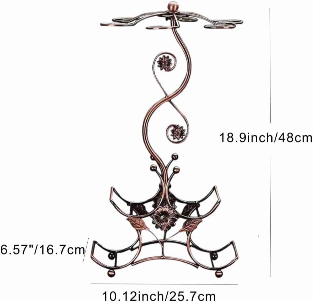 Cicodona Wine Rack 4 Bottles 6 Glasses Decor