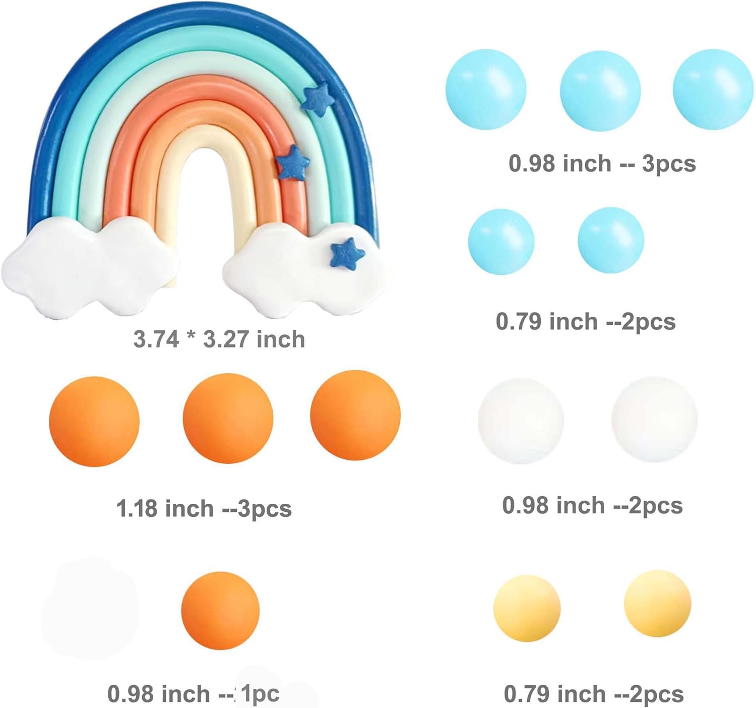 Blue Rainbow Cake Toppers 14pcs for Dog Birthday Decorations