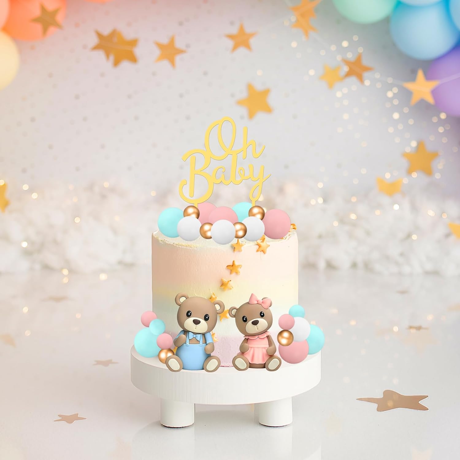 33 PCS Bear Cake Toppers for Baby Shower and Gender Reveal 1