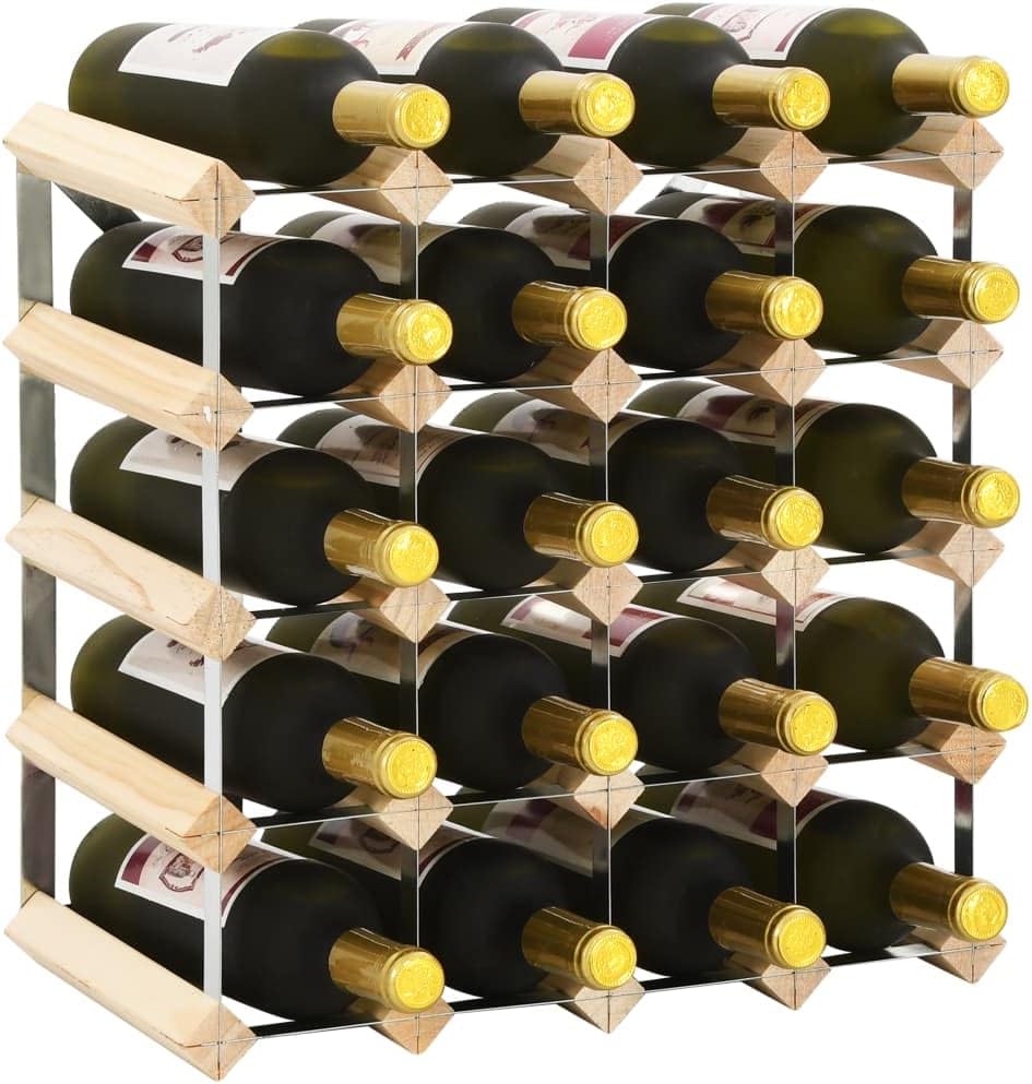 CHARMMA 20-Bottle Wine Rack - Solid Pinewood