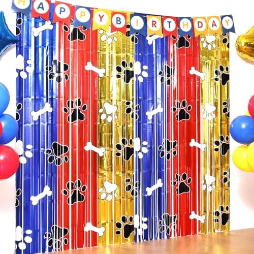 Buchele Playful Paw Decor Kit - 2 Pack Tinsel Curtains Balloons