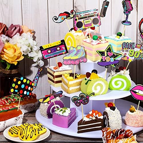 Clabby 32 Piece 90s Style Cupcake Topper Set