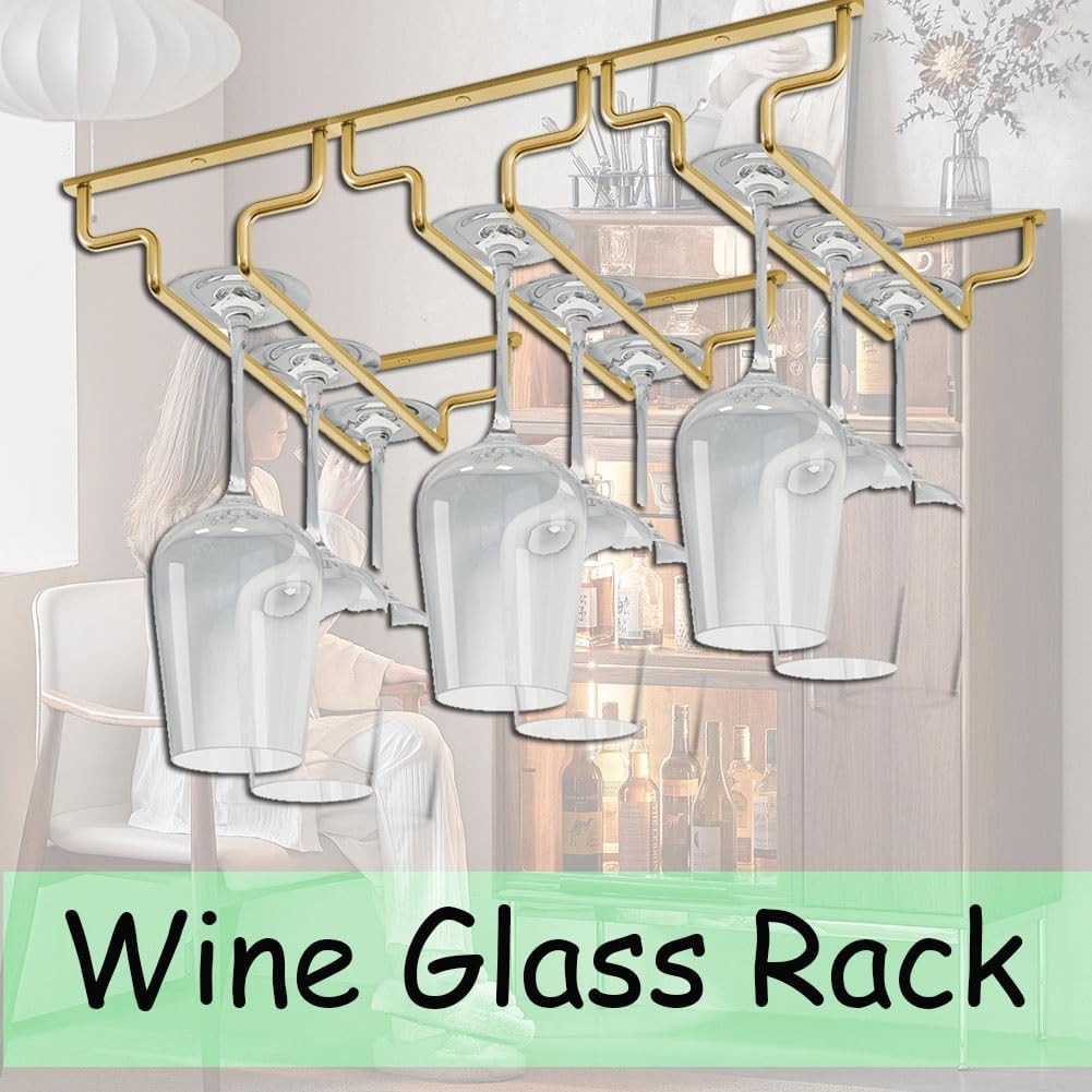 Modern Gold Wine Glass Rack for Cabinet Kitchen Bar