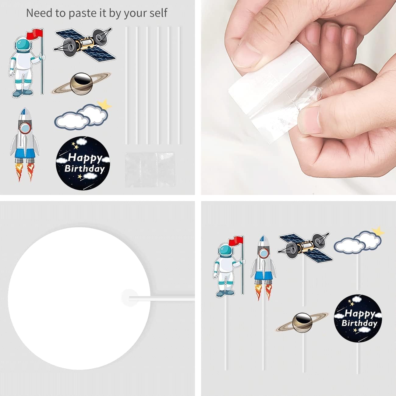 22Pcs Space Cake Topper Set for Birthday Party Decorations